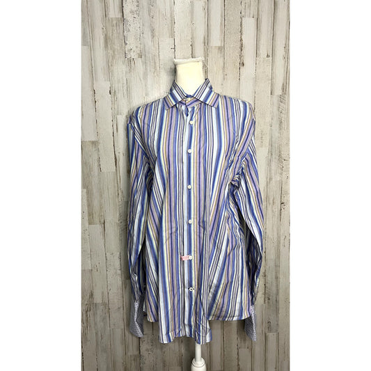 Banana Republic Men's Size Large 16-16.5 Multicolored Striped Button-Down Shirt