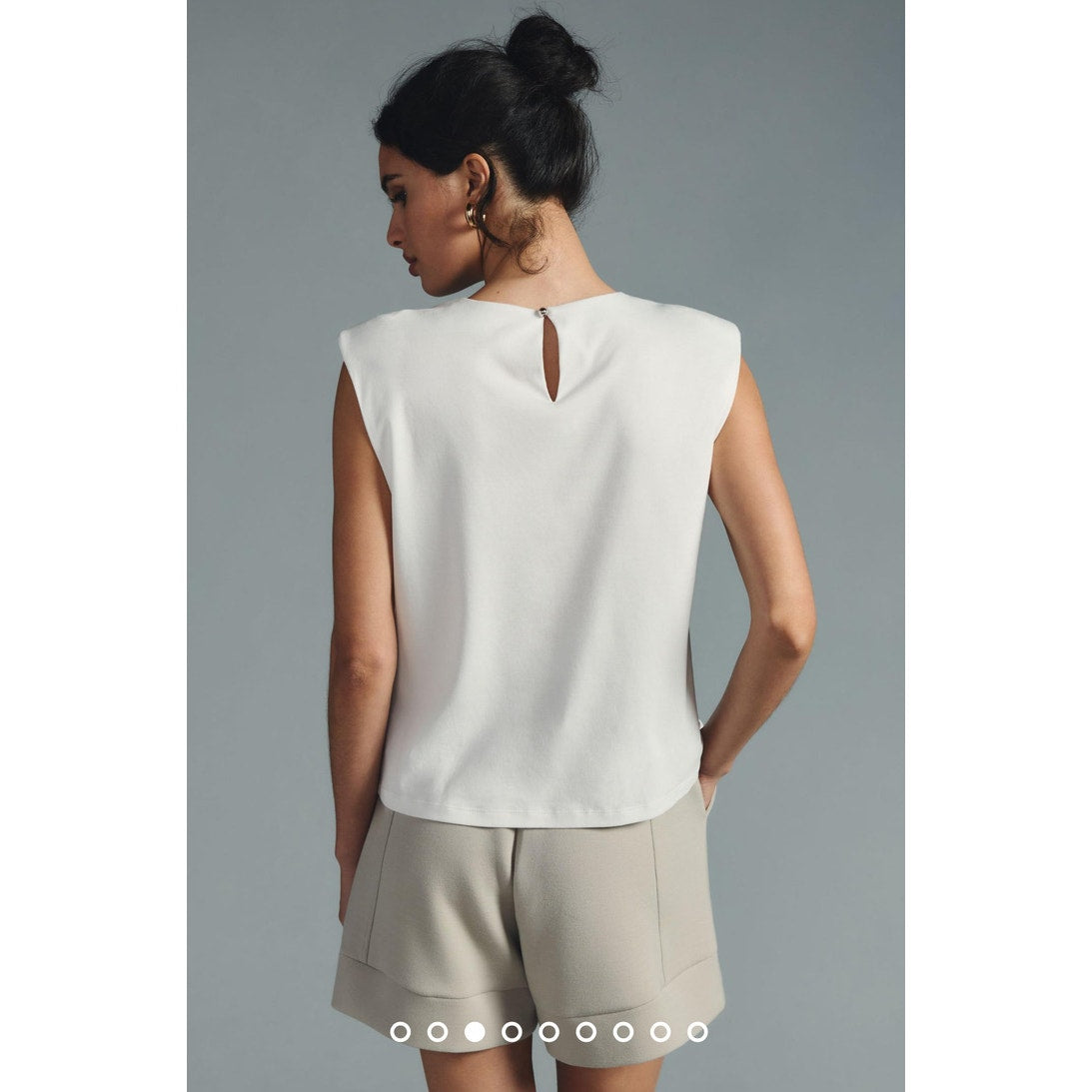 By Anthropologie Women's Small White Keyhole Back Structured Sleeveless Top