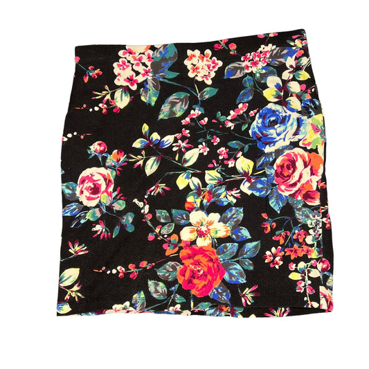 Express Women's Small Multicolor Floral Print Elastic Waist Pull-On Mini Skirt