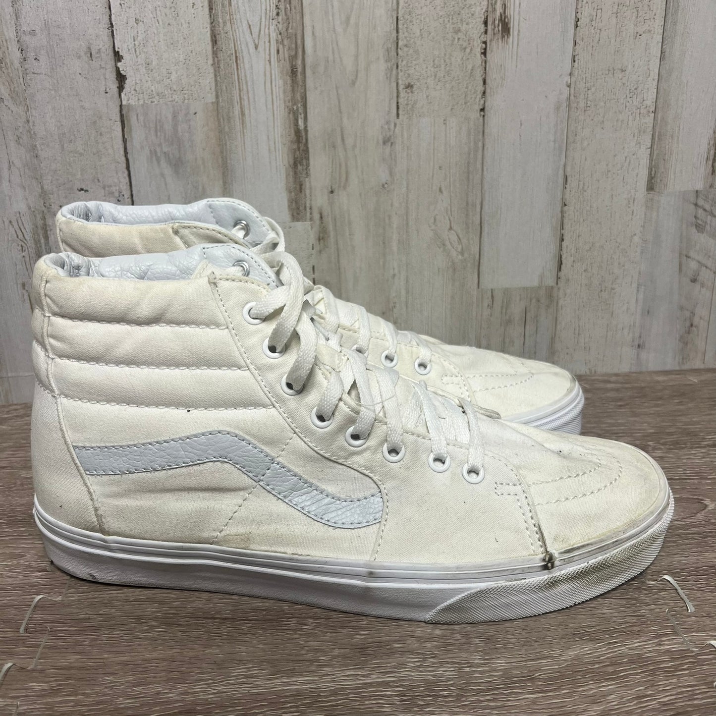 Vans Sk8-Hi White Canvas Sneakers Men's Size 12 Casual Shoes