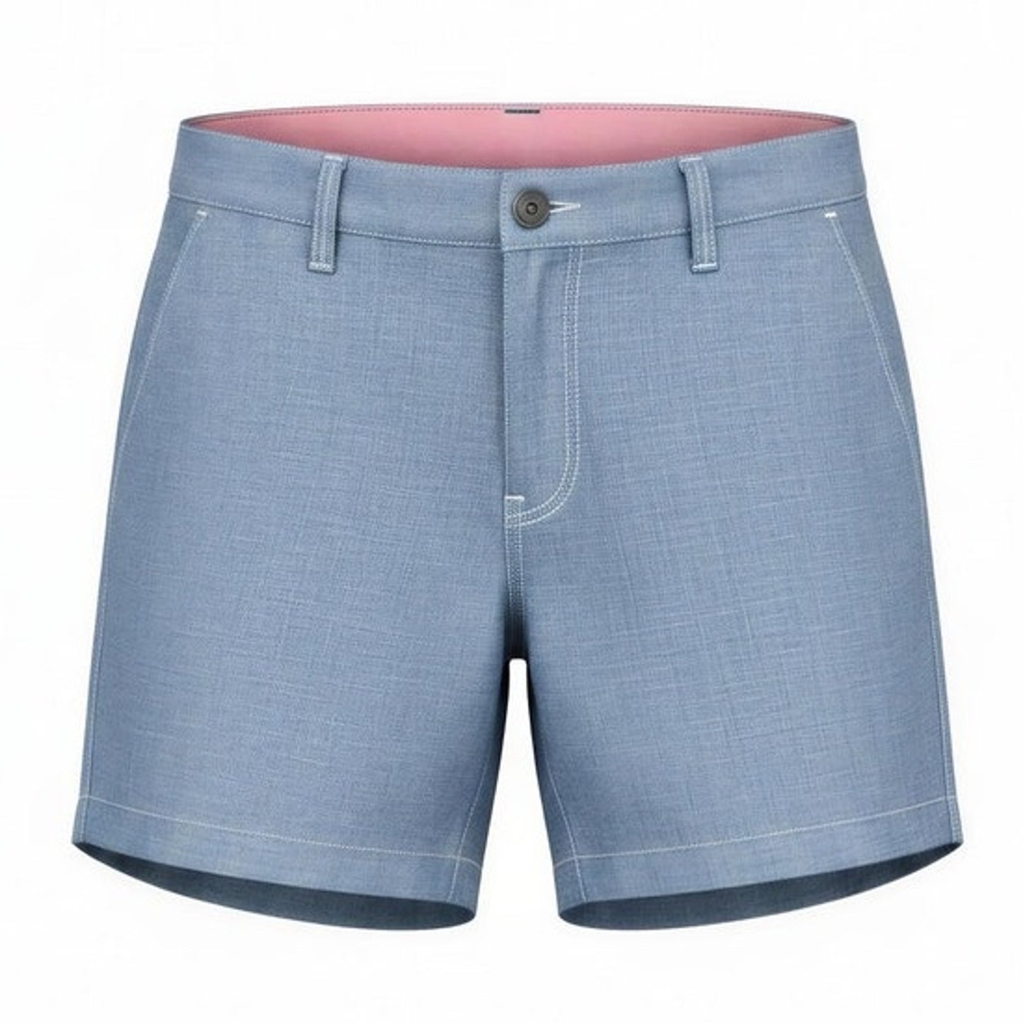 Merona Chino Shorts Womens Size 8 Blue Chambray Mid Rise Cuffed Hem