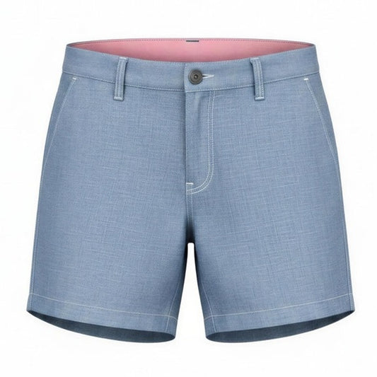 Merona Chino Shorts Womens Size 8 Blue Chambray Mid Rise Cuffed Hem