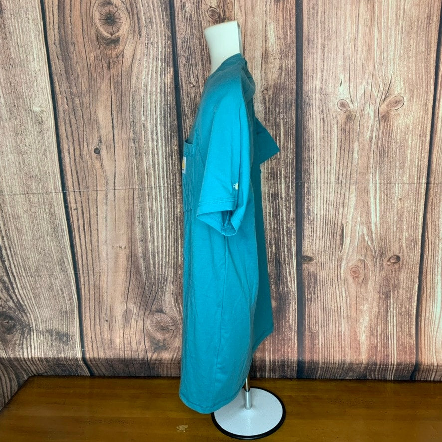 Carhartt Force T-Shirt Mens Size Small Teal Pocket Crew Neck