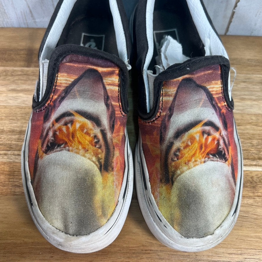 Vans Kids Size 13 Flaming Shark Sunset Classic Slip-On Skate Shoes Sneakers