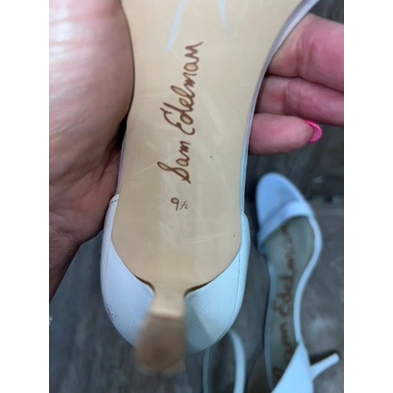 Sam Edelman Women's White Ankle Strap Heeled Sandals Size 9.5
