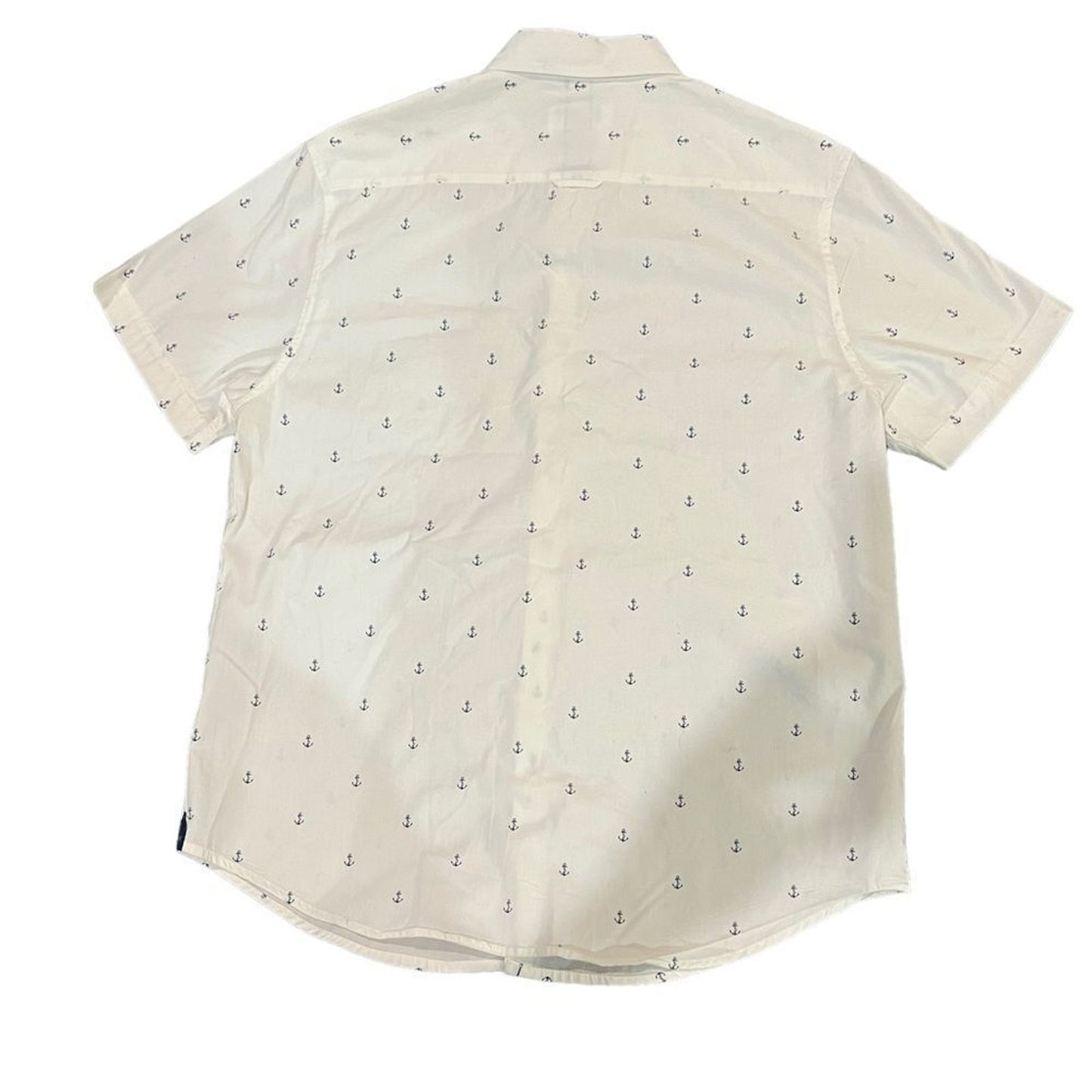 Denim & Flower Ricky Singh Men's Slim Fit Button-Up Shirt White Anchor Large