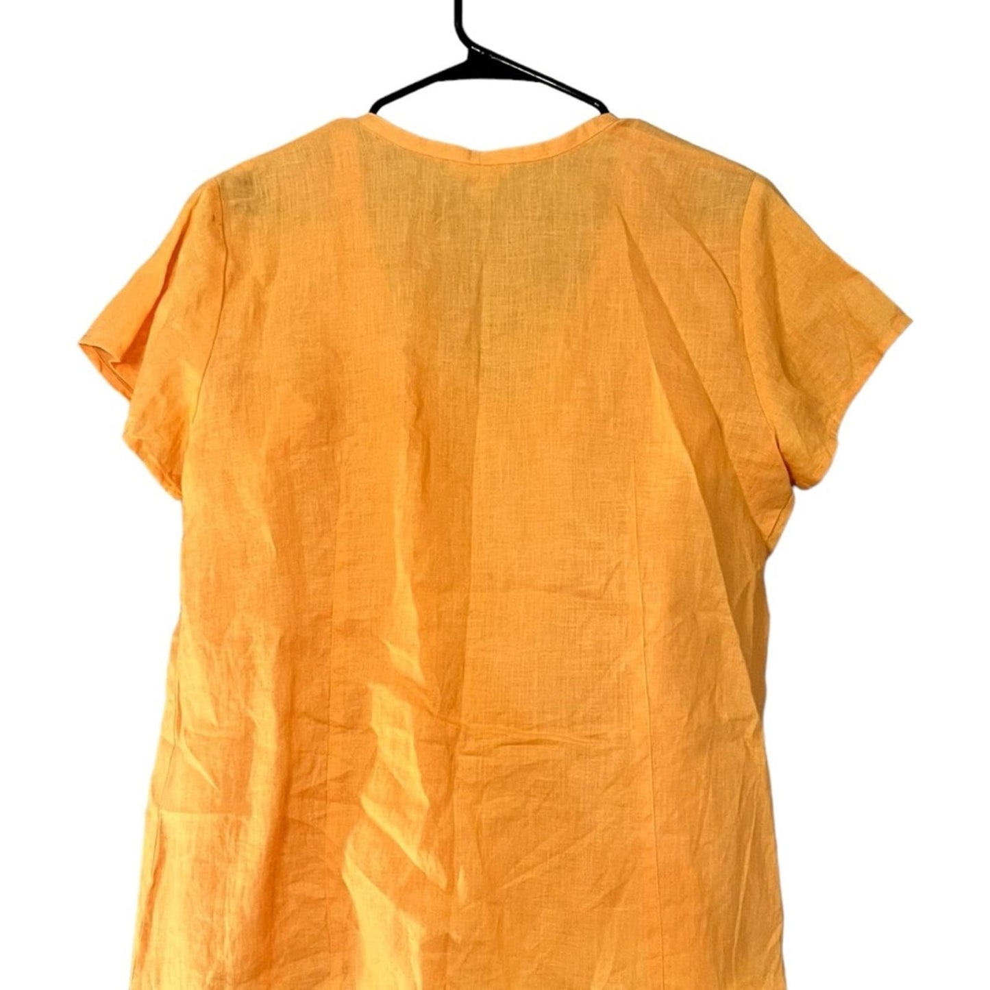 EILEEN FISHER Arabesque Orange Light Linen Button Front Shirt & Tank Top Set - M