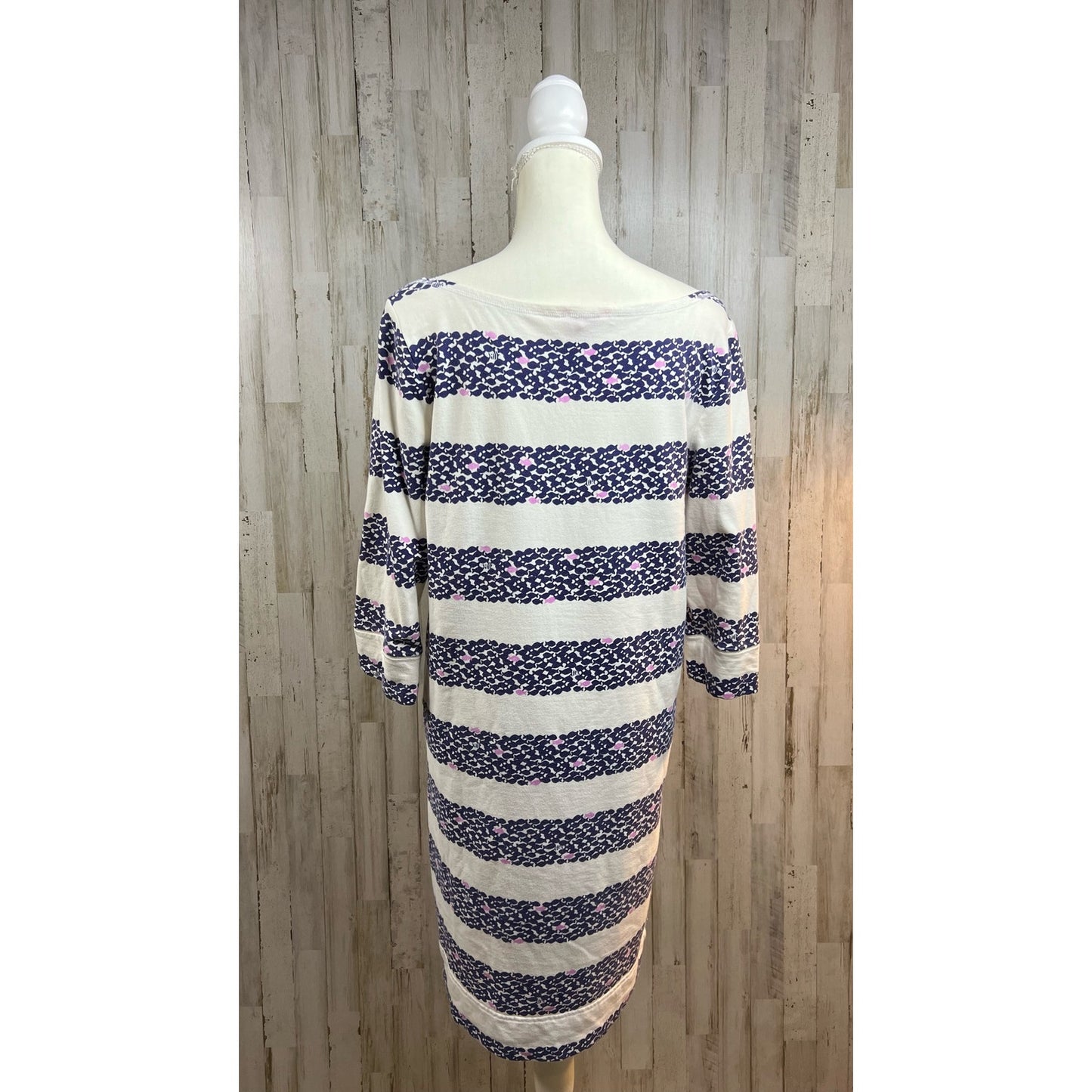 Lilly Pulitzer Women's Medium 3/4 Sleeve Boatneck Striped Knee Length Dress