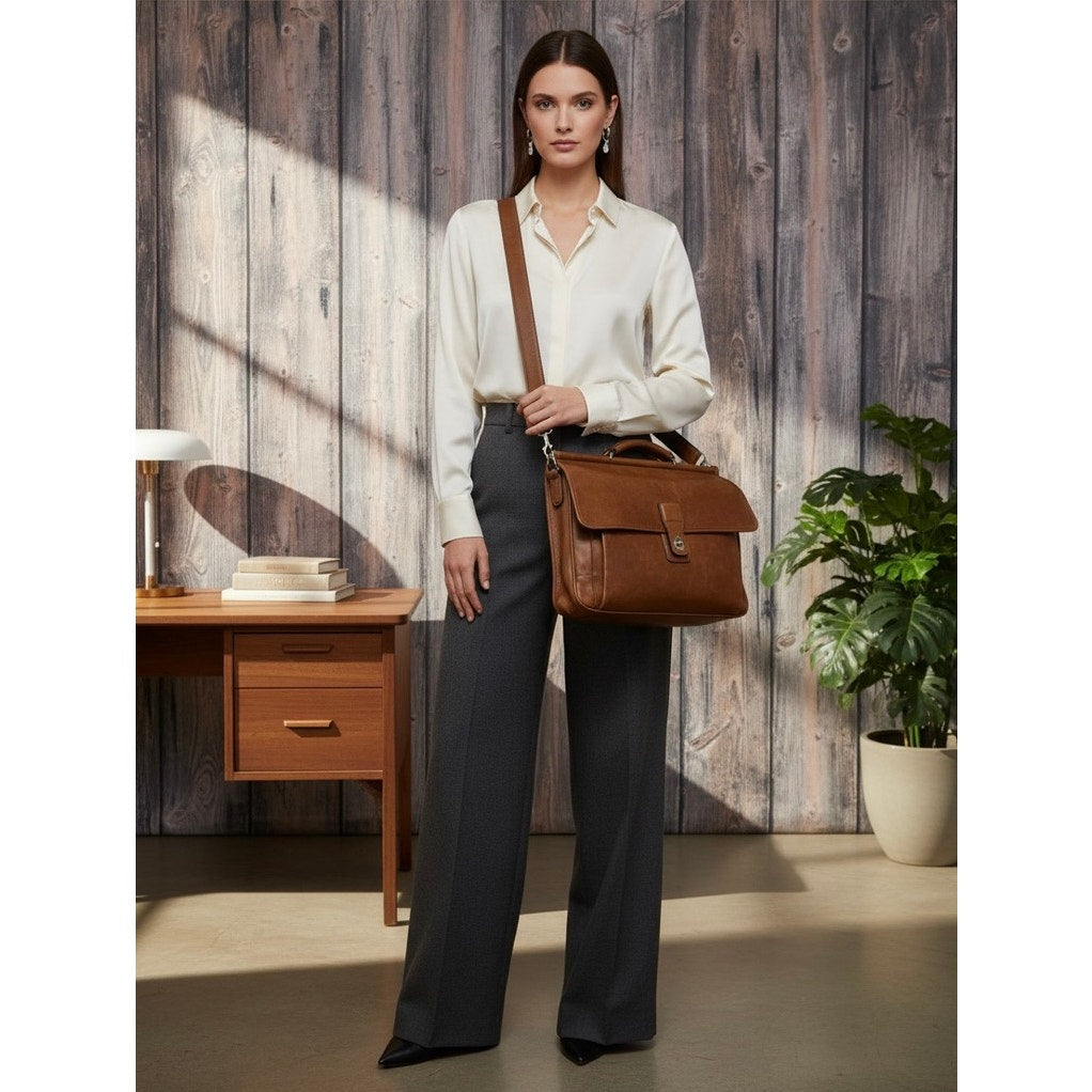 Vintage Coach Barclay Saddle Briefcase Brown Leather Unisex Bag