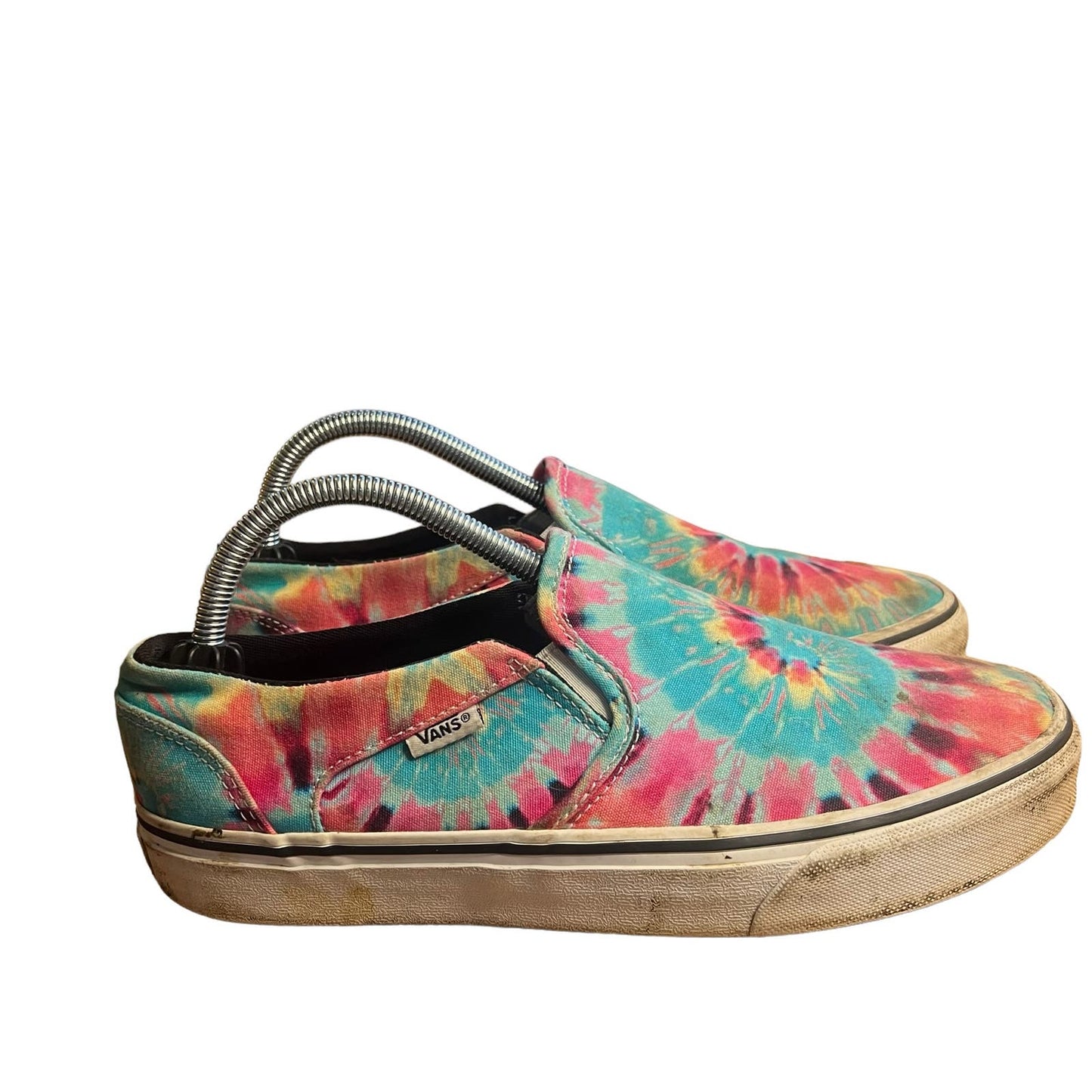 Vans Asher Slip-On Sneaker Women’s 9.5 Canvas Rainbow Tie Dye Multicolor