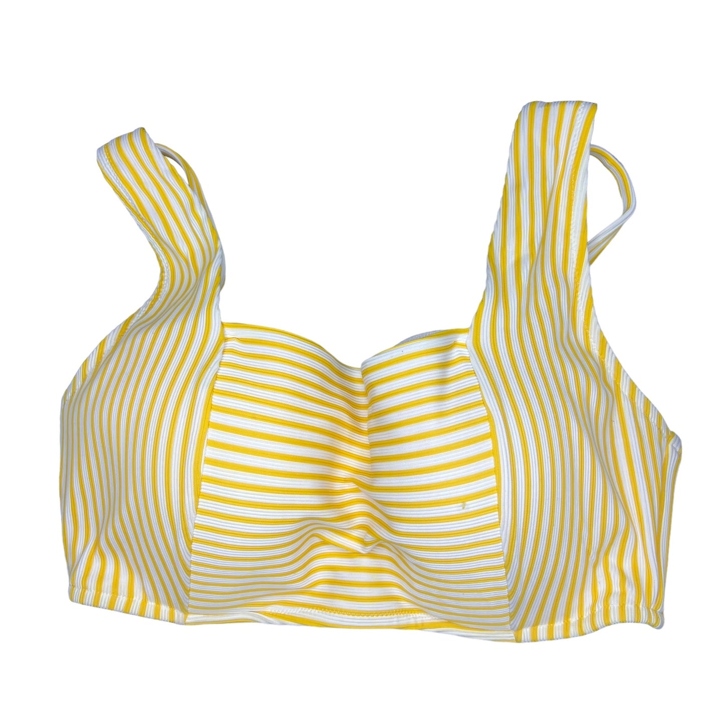 Shade & Shore Women's 32DD Yellow White Striped Bikini Top & Bottom 2 Piece Set