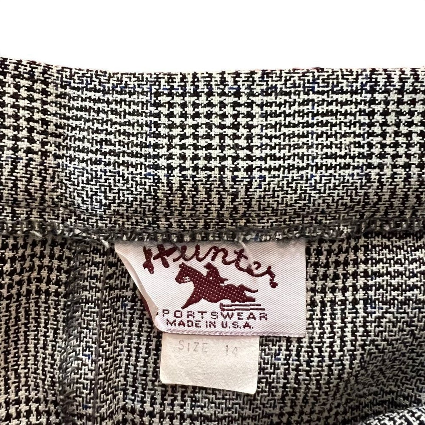 Hunter Sportswear Dress Pants Women's 14 Gray Black Plaid Pleated High Rise