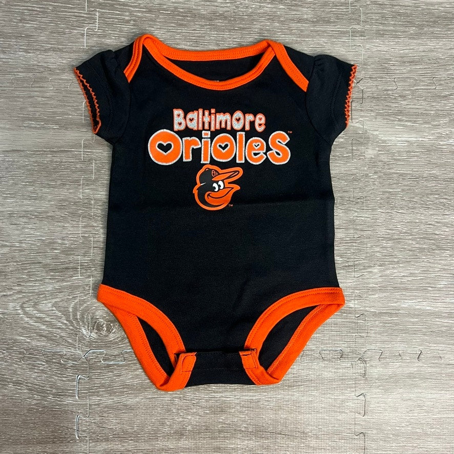 NWT Baltimore Orioles Infant 3-Pack Bodysuit Set Multicolor 0/3M