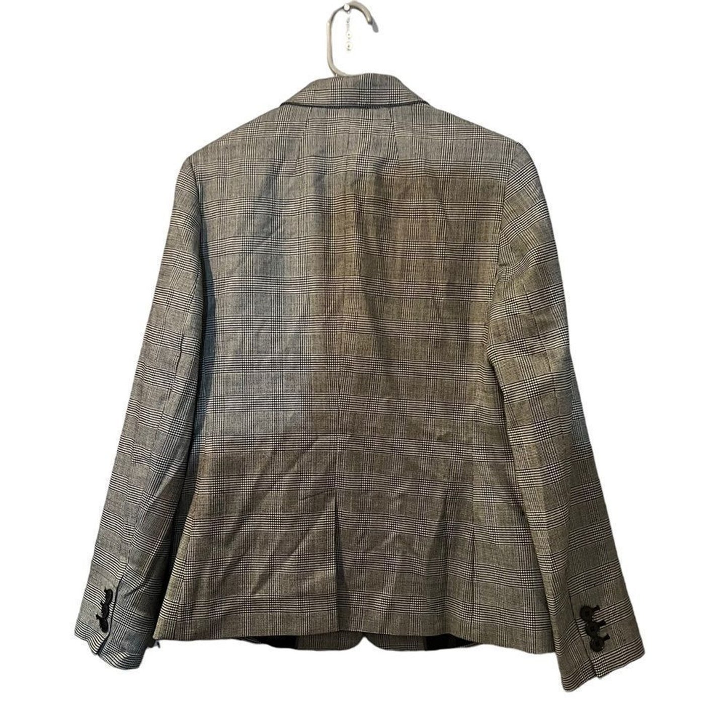 Talbots Blazer Jacket Womens Size 10 Black & Grey Glen Plaid 2-Button