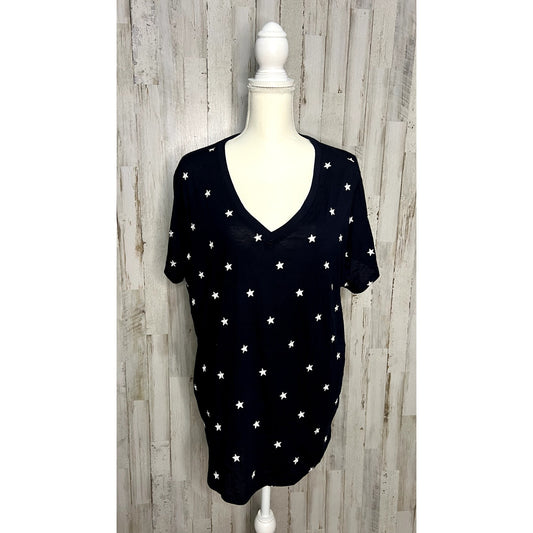 NWT For The Republic Women's 3XL Navy Blue Star Print V-Neck T-Shirt