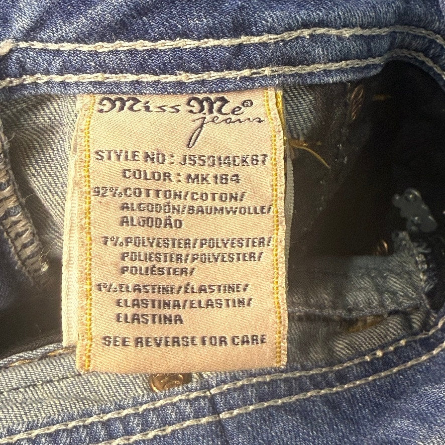 Miss Me Women's Distressed Skinny Jeans Blue Size 28 Embroidered Pockets