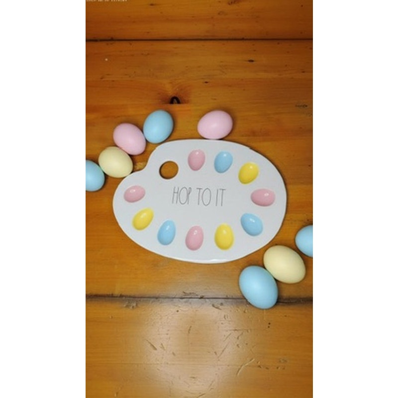 Rae Dunn HOP TO IT Deviled Egg Platter Tray White Easter