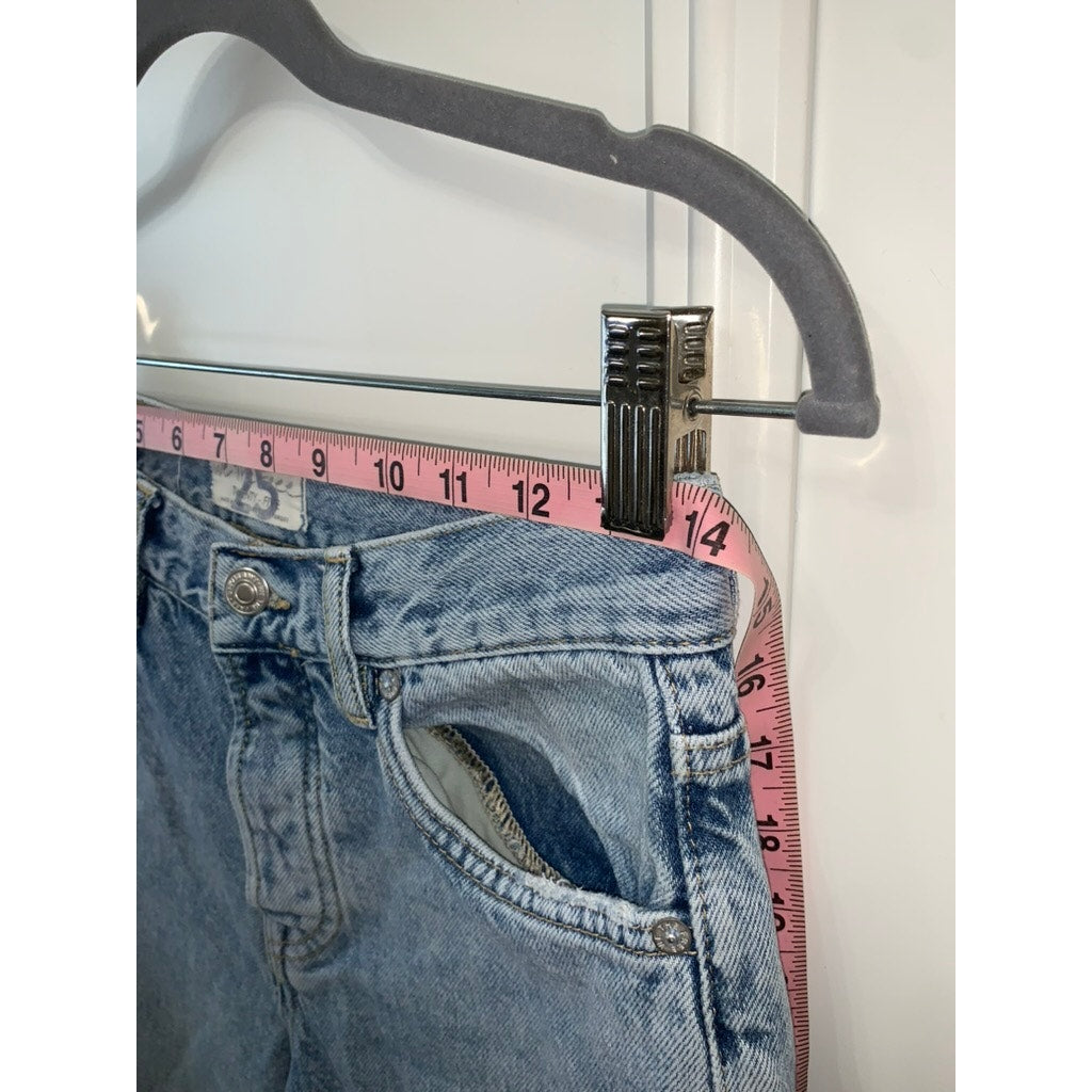 We The Free Women's Distressed Straight Leg Jeans Size 25 Blue Denim