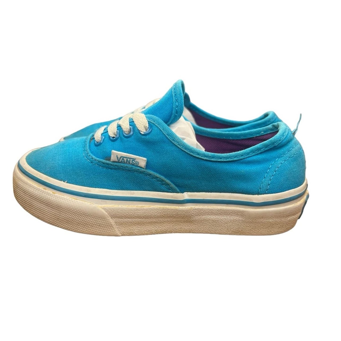 Vans Authentic Cyan Blue/ True White Lace Up Canvas Sneakers Youth Size 11.0