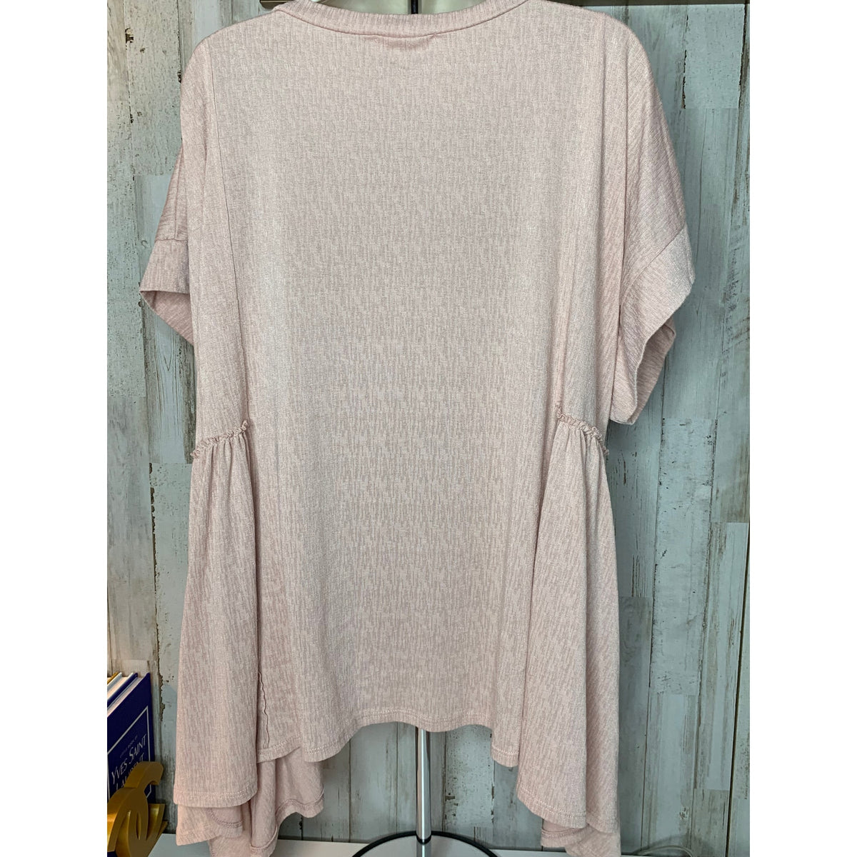 Jade by Jane Tunic Top Womens Small Blush Pink Ribbed Knit Short Sleeve