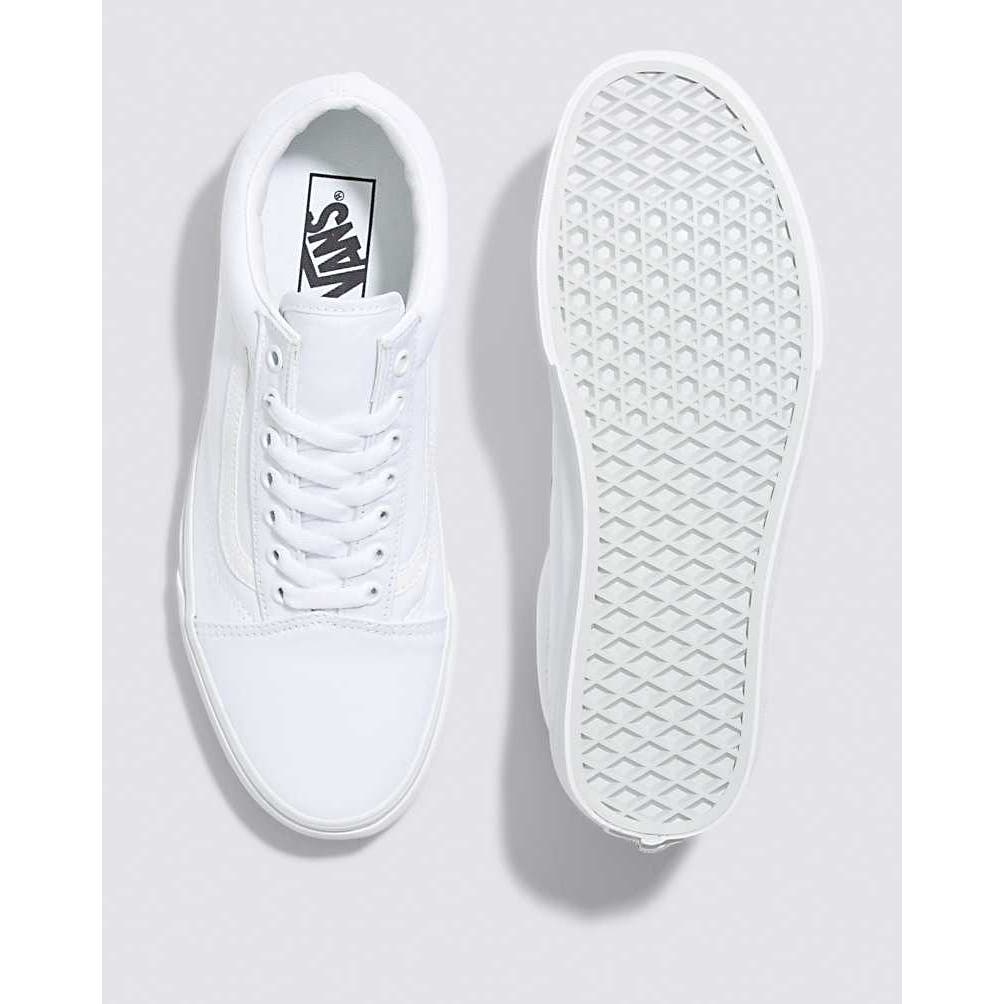 Vans Old Skool Classic Kids 3 White Canvas Sneakers Low Top Lace Up Skate Shoes