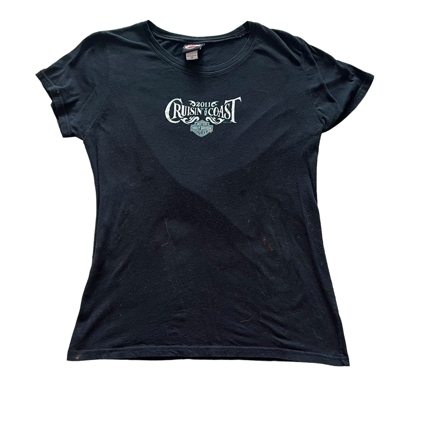 Harley Davidson Women's 2X Black Cruisin The Coast Myrtle Beach 2011 Graphic Tee