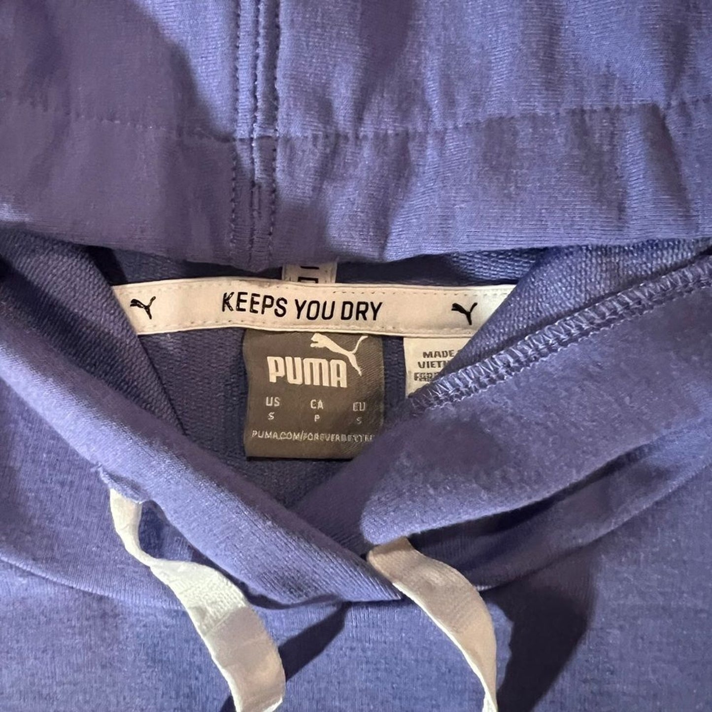 PUMA Womens Cropped Pullover Hoodie Hazy Blue Long Sleeve Size Small