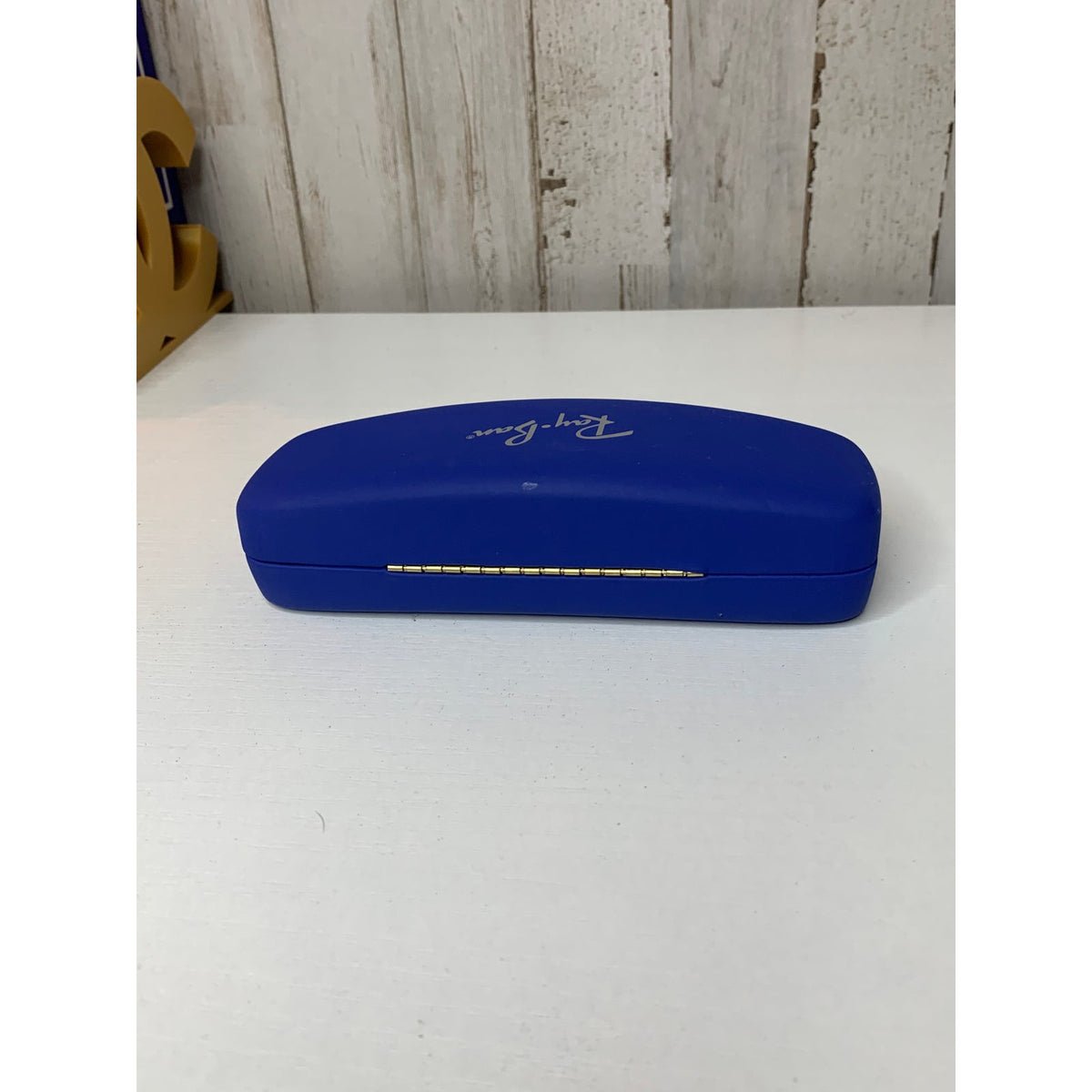 Ray-Ban Blue Hard Shell Eyeglass Case Red Velvet Lined Sunglasses Box Gold