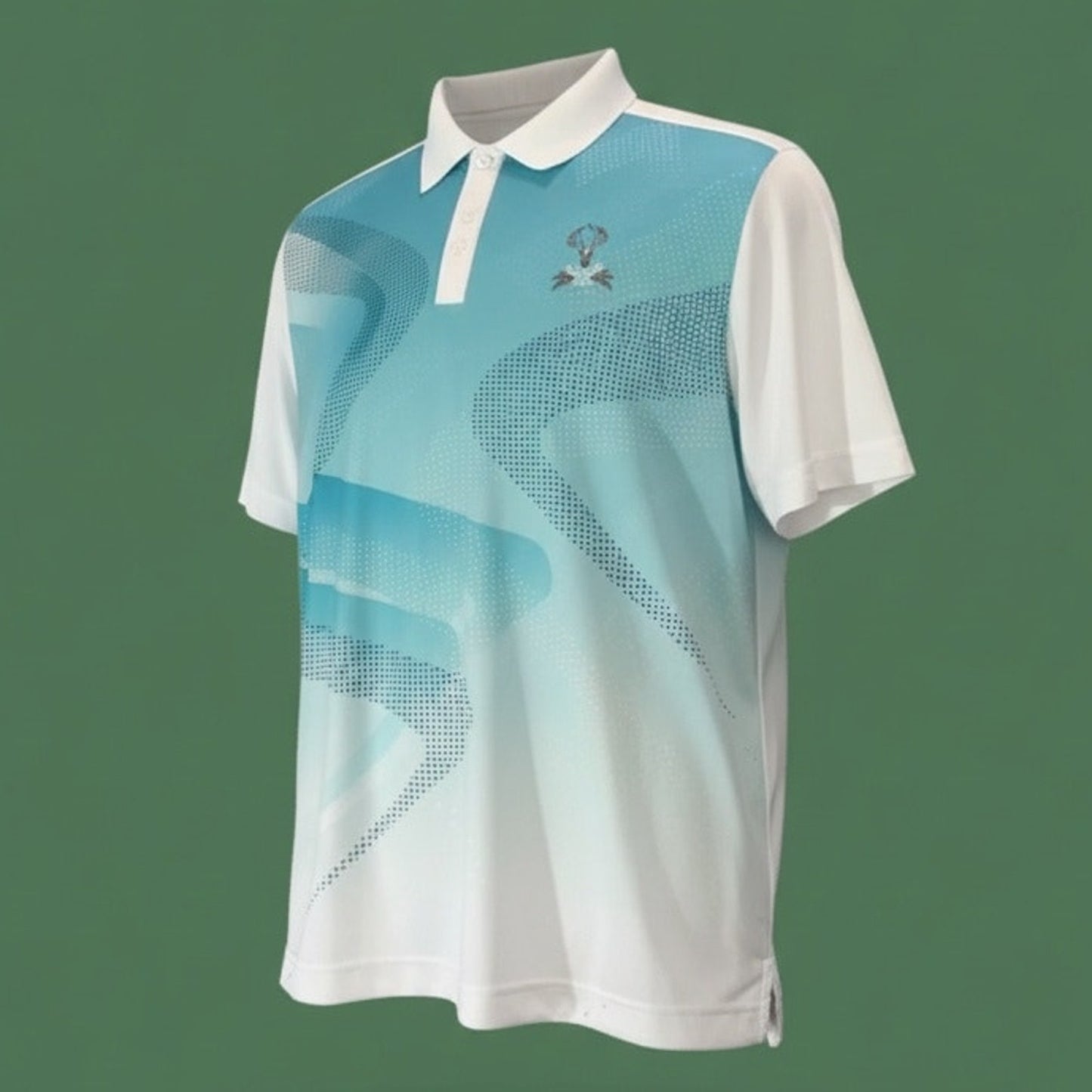 Cutter & Buck Men's Golf Polo Shirt XL White Aqua Abstract Print Short