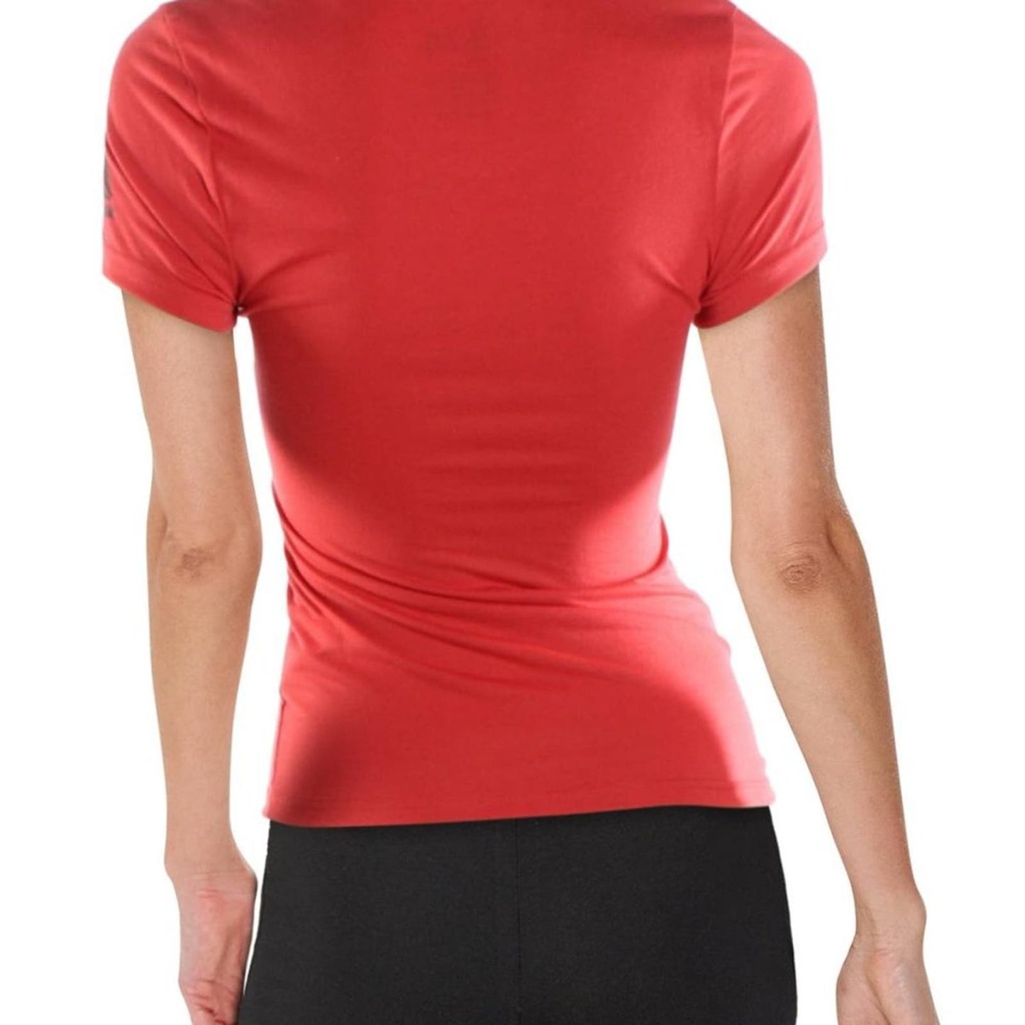 Reebok Women's Large Red Crossfit Speedwick Fitted Short Sleeve Workout T-Shirt