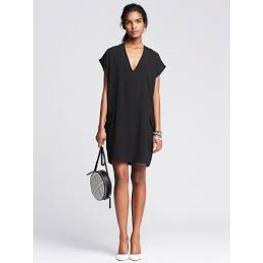 Banana Republic Women's Black Crepe Cocoon Tee Dress Size Small