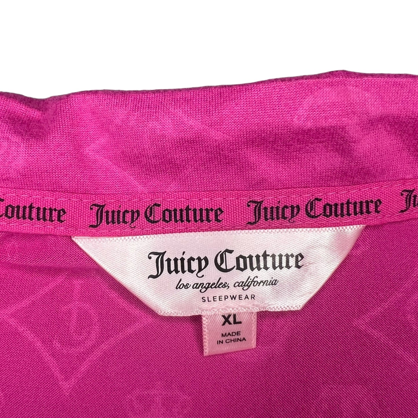 Juicy Couture Women's XK Pink Short Sleeve Glitter Beaded Logo Pajama Top