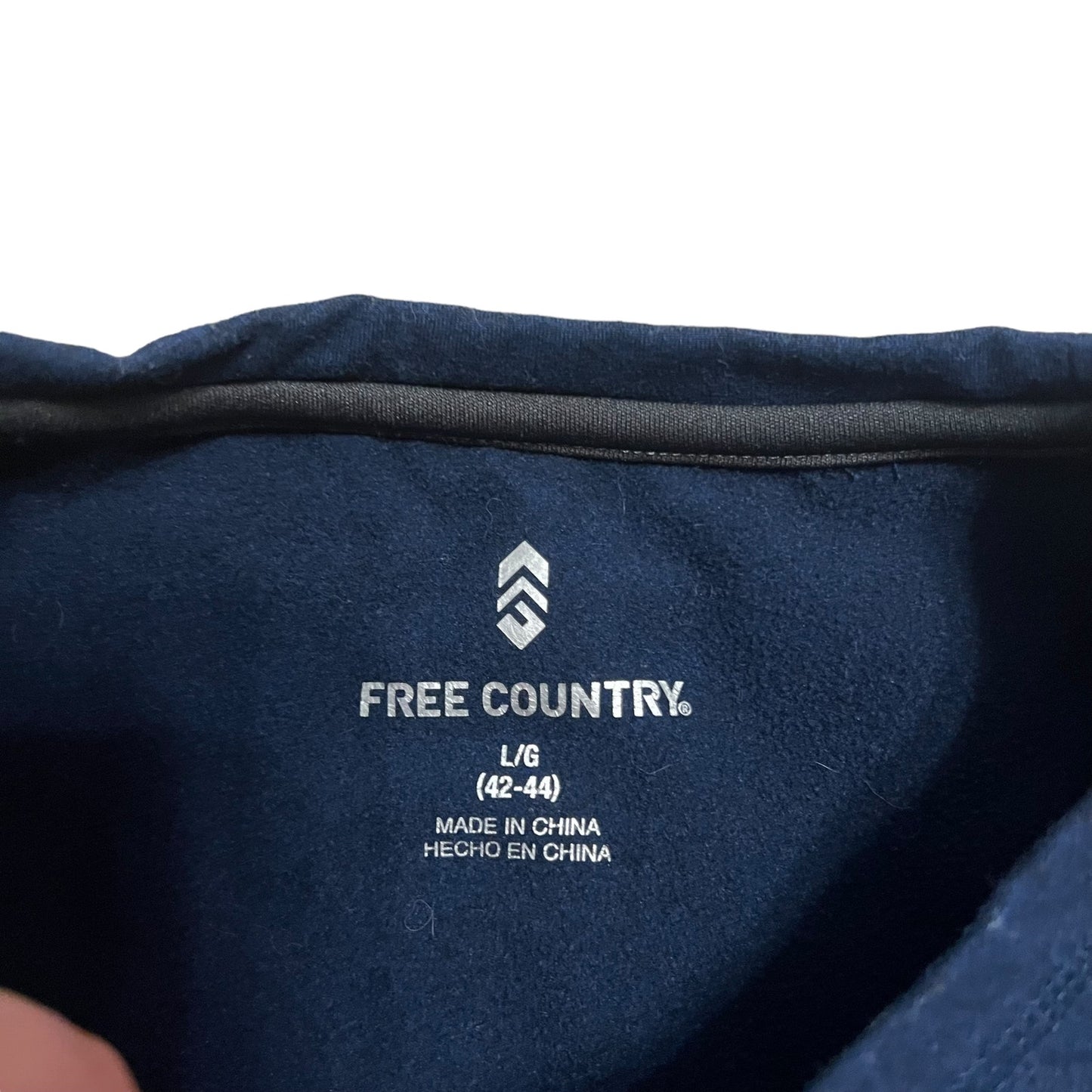 Free Country Men's Large Navy Long Sleeve Fleece Pullover Crewneck Sweatshirt