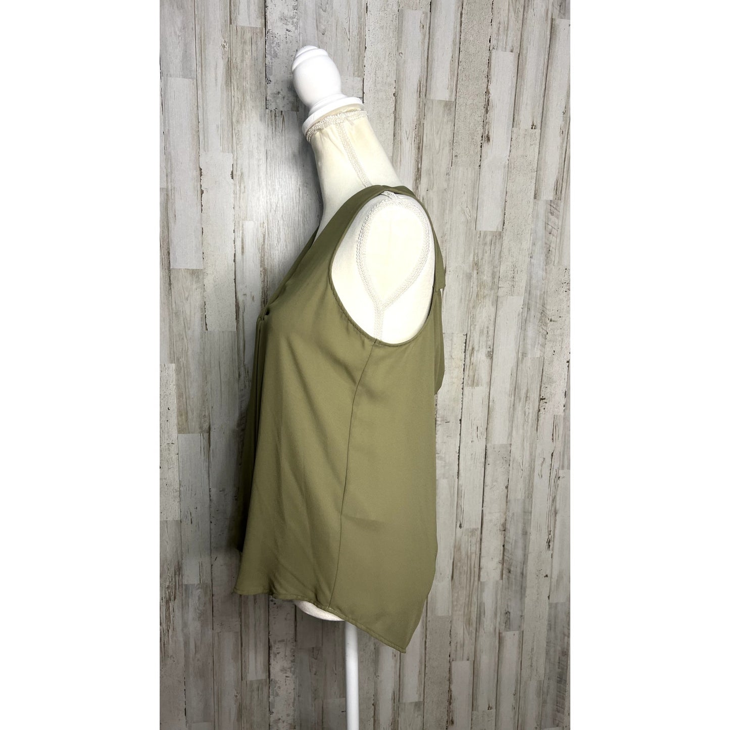 Banana Republic Women's Petite Sleeveless Blouse Olive Green Size Small