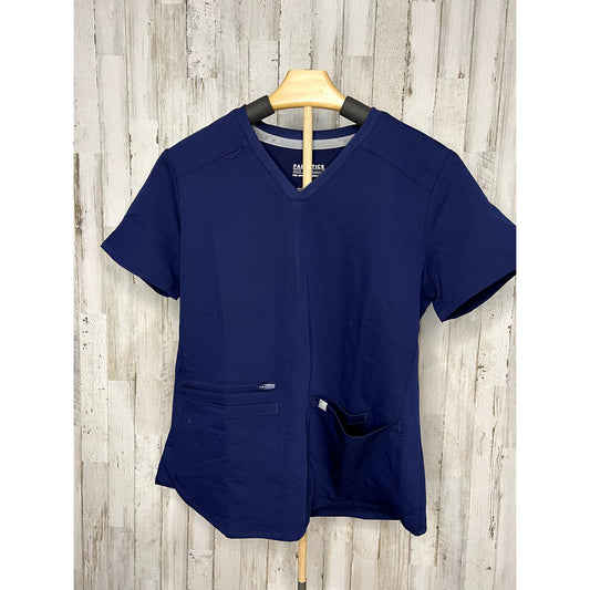 Fabletics Women's V-Neck Scrub Top Navy Blue Size Small Workwear