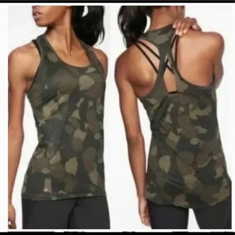 Athleta Women's Small Limitless Camo Keyhole Tank Top Multicolor Racerback