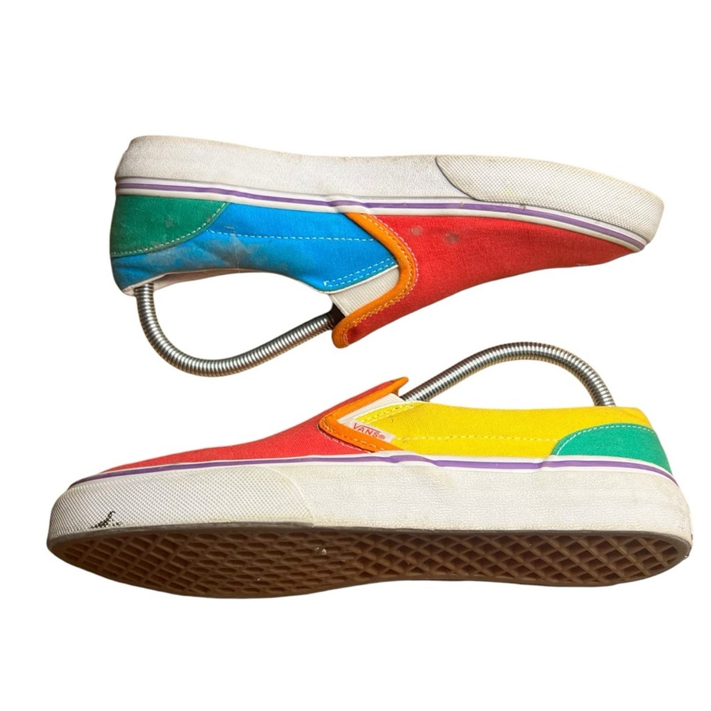 Vans Classic Slip-On Rainbow Color Block Low Top Shoes- Youth 6.5/ Women's 8.0