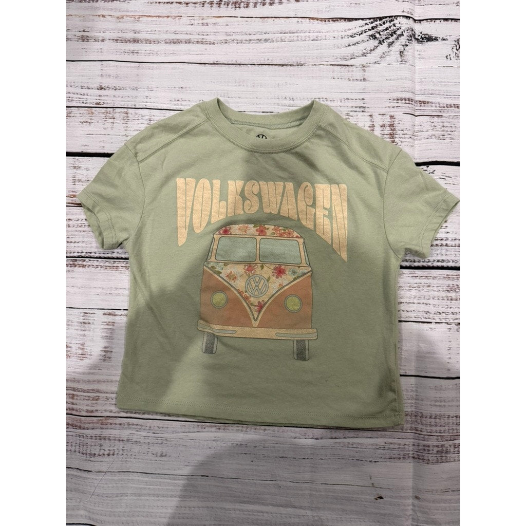 Volkswagen Kids T-Shirt Size 10 Green Vintage Van Adventure Retro