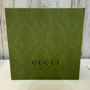 Gucci Gift Storage Box Empty Olive Green Embossed Magnetic Hinged