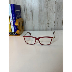 Gucci Eyeglass Frames Unisex 54-17 Red Rectangle Gold Prescription Temples Designer
