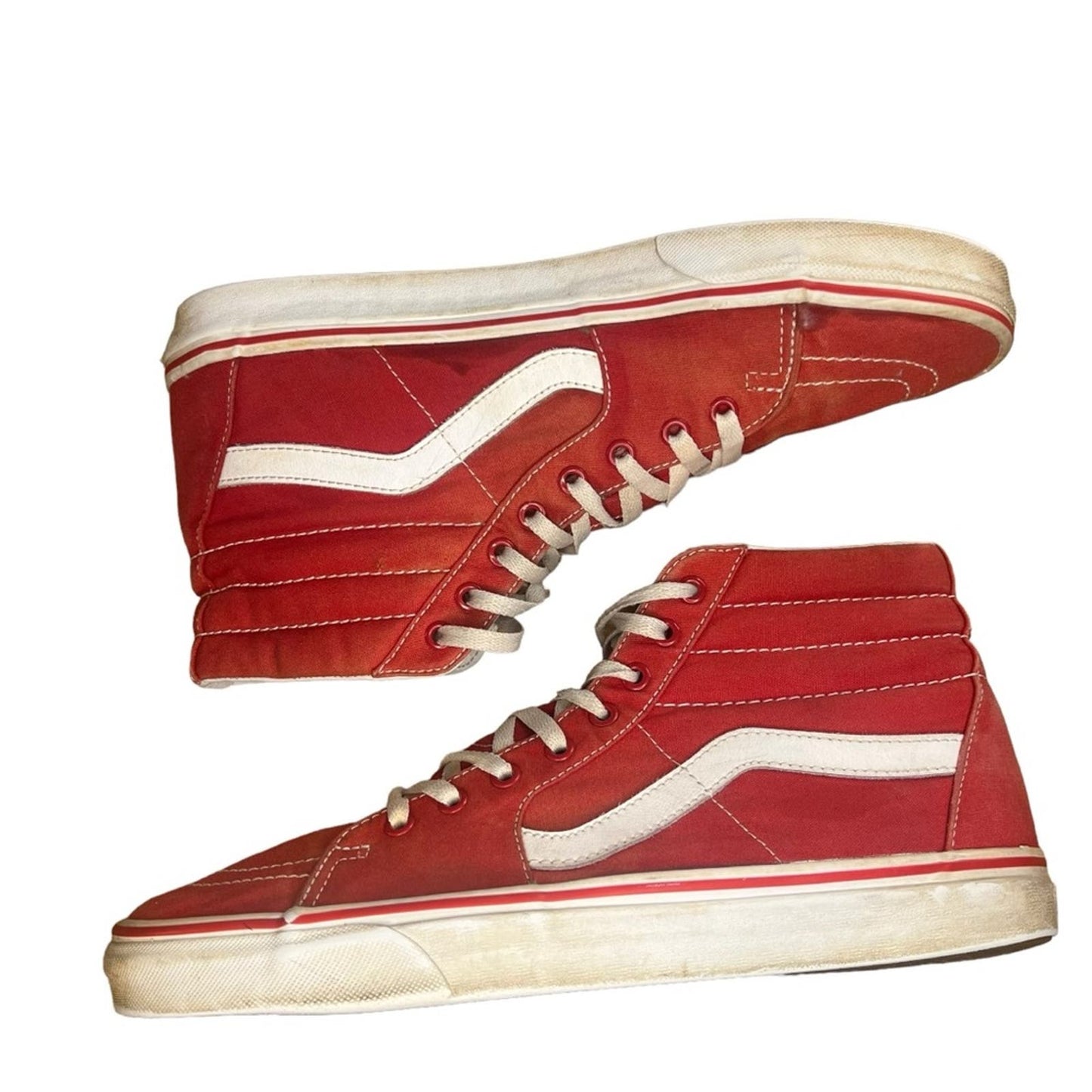 Vans Sk8-Hi Red Canvas Suede High Top Skateboard Sneakers Men's Size 12