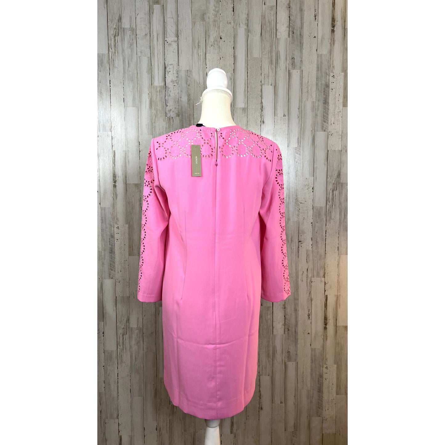 NWT J.Crew Eyelet Shift Dress Soft Pink Knee Length Long Sleeve Women's Size 2