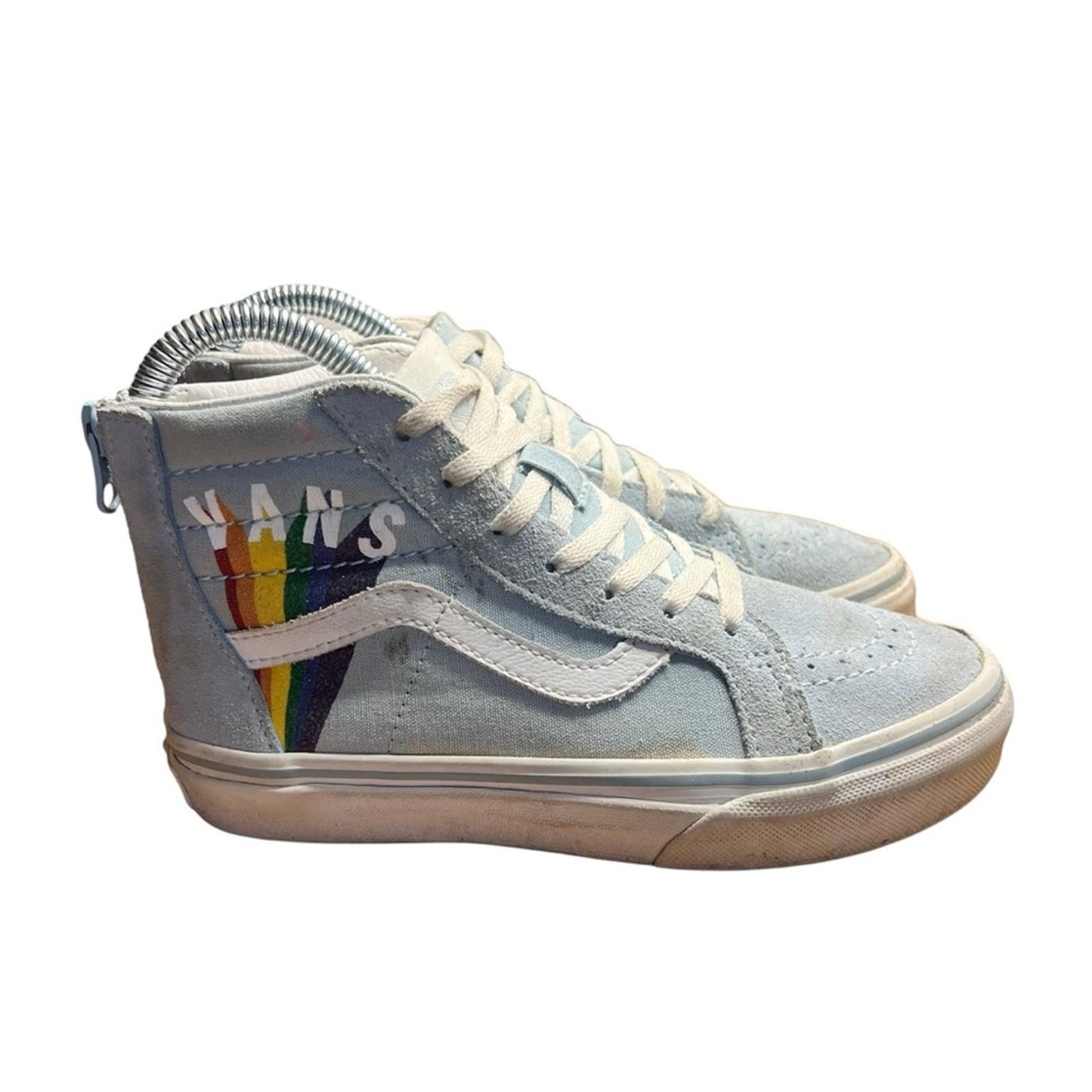 Vans Kids' Winter Sky/True White Rainbow Sk8-HI Zip Shoes - Youth Size 1.5