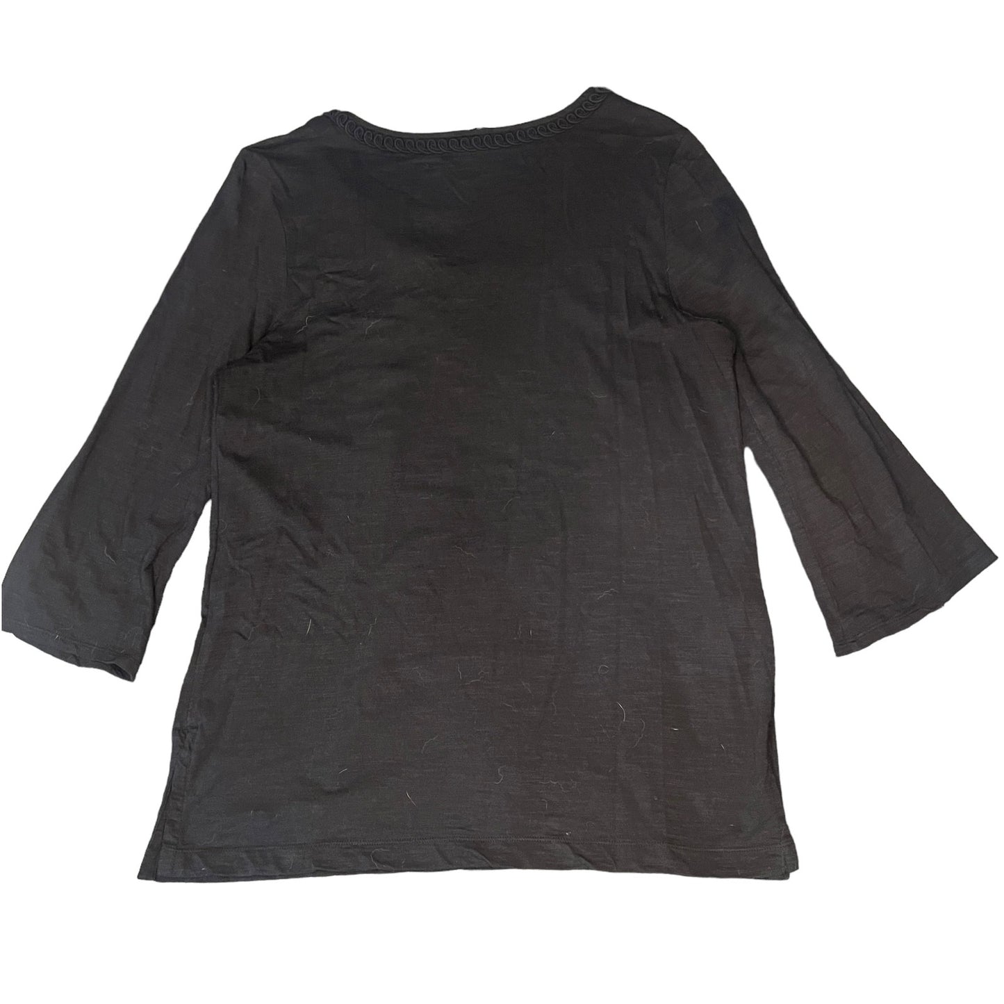 Tommy Bahama Women's Small Black 3/4 Sleeve V-Neck Blouse with Lace Detail