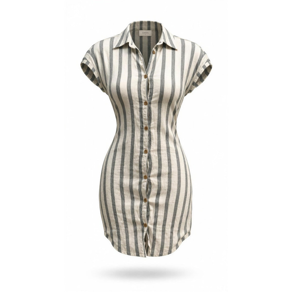Altar’d State Shirt Dress Small Green White Striped Button Front