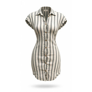 Altar’d State Shirt Dress Small Green White Striped Button Front