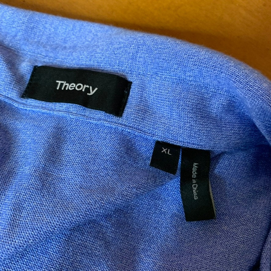 Theory Polo Shirt Men's XL Blue 2-Button Collared