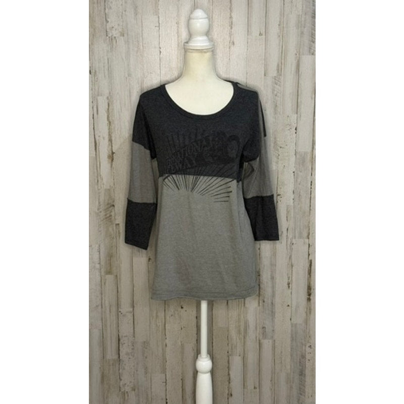 We The Free Women's Gray Colorblock 3/4 Sleeve Blouse Size Small Casual
