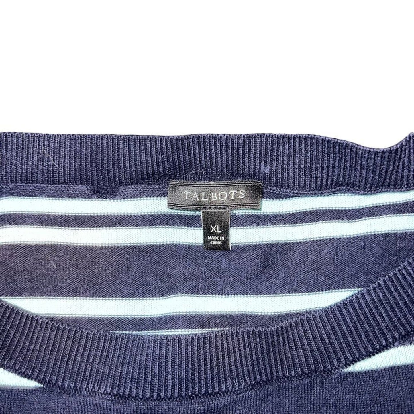 Talbots Women's XL Navy and Teal Striped Sweater Pullover