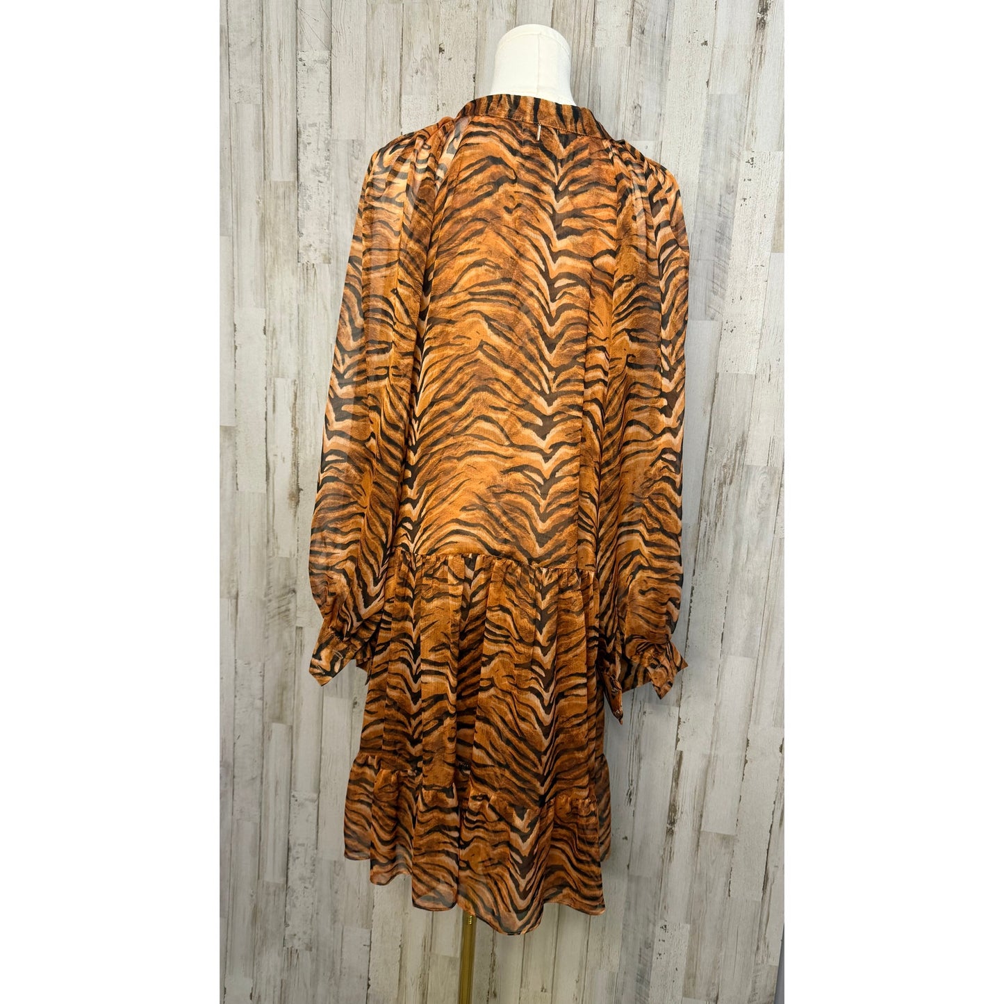 Misa Los Angeles Tiger Print Mini Dress Multicolor Long Sleeve Medium